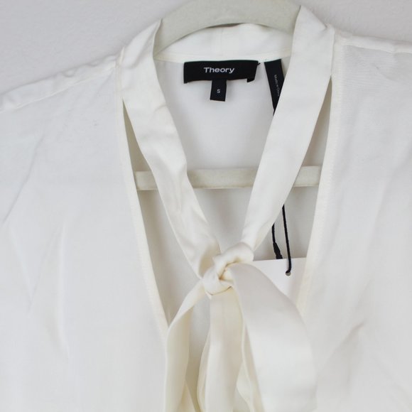 NWT Theory Tie Front Silk Top - Picture 8 of 14